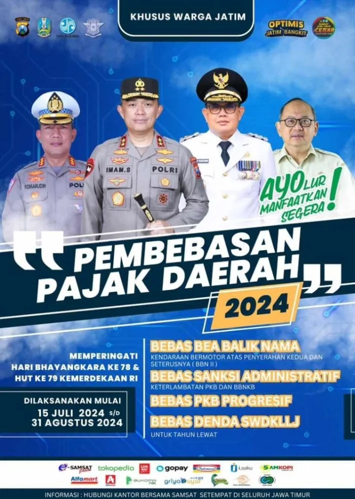 Pembebasan Pajak Daerah (Memperingati Hari Bhayangkara Ke-78 & Hut Ri Ke-79)